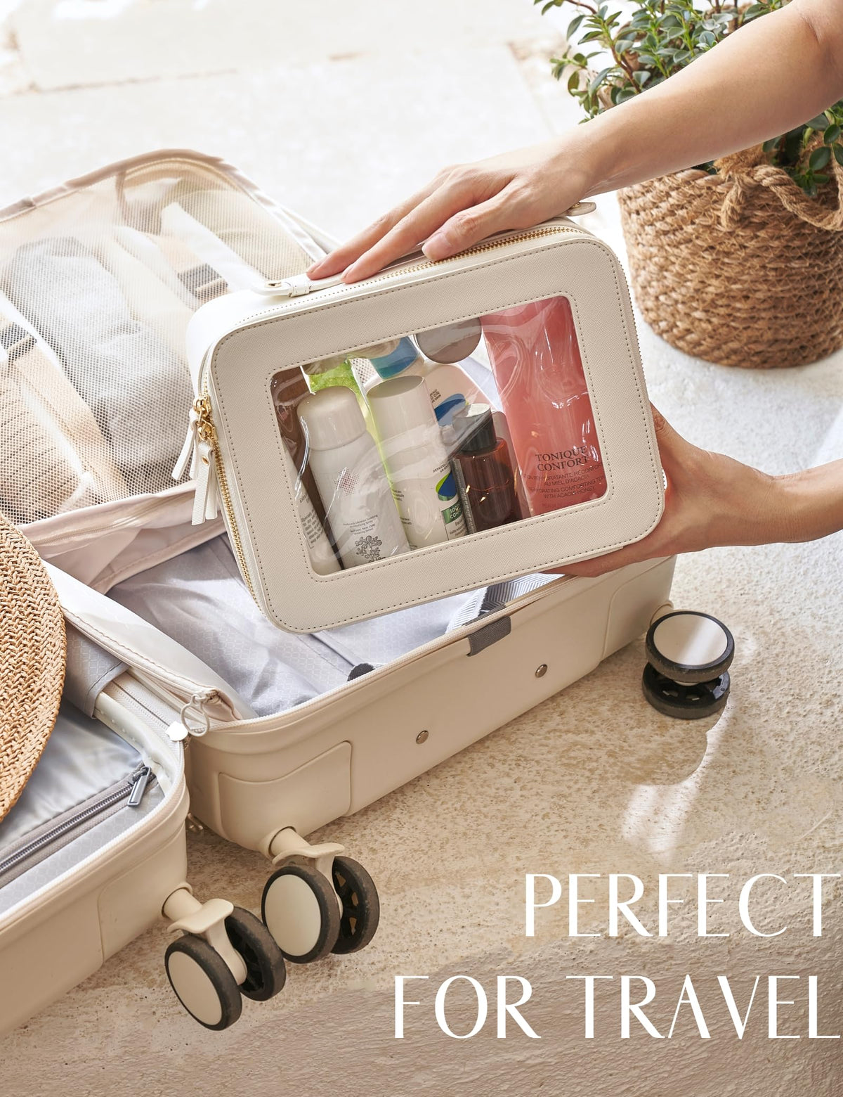 Popvibe Clear Toiletry Bag transparent section for easy visibility