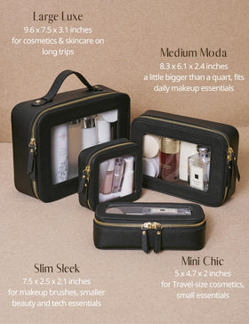 Popvibe Clear Toiletry Bag with jewelry and tech accessories