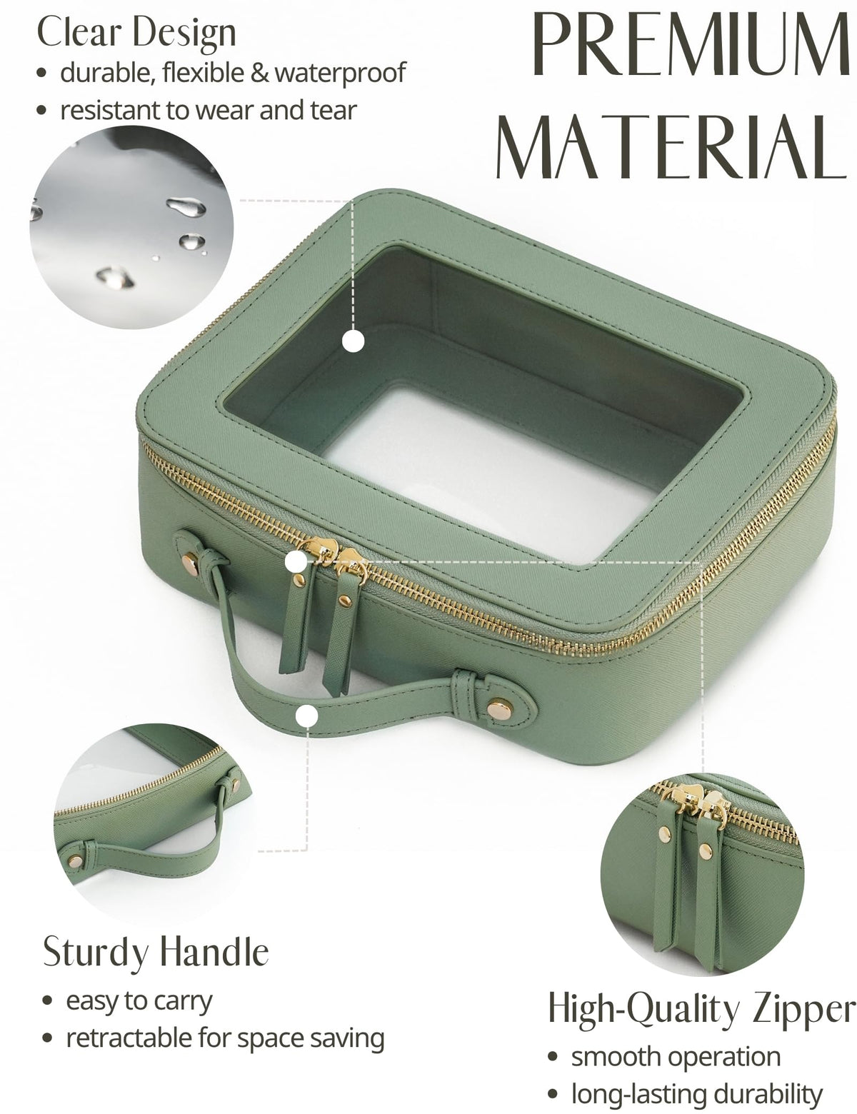 Popvibe Clear Toiletry Bag with light gold hardware