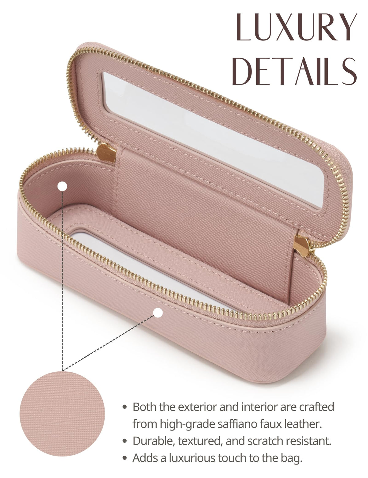 Popvibe Makeup Brush Travel Case on a bathroom counter