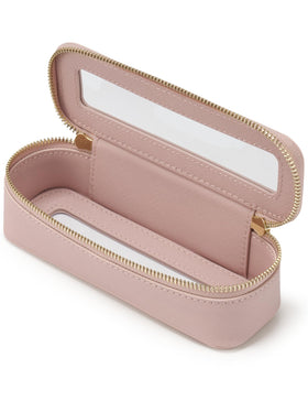 Popvibe Makeup Brush Travel Case pink clear design front view