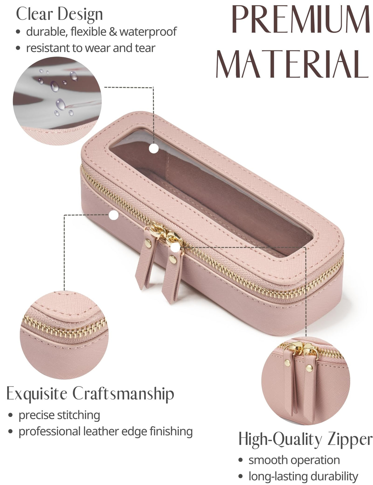 Popvibe Makeup Brush Travel Case side view with zipper