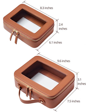 Popvibe medium clear makeup bag measuring 8.3'' x 6.1''