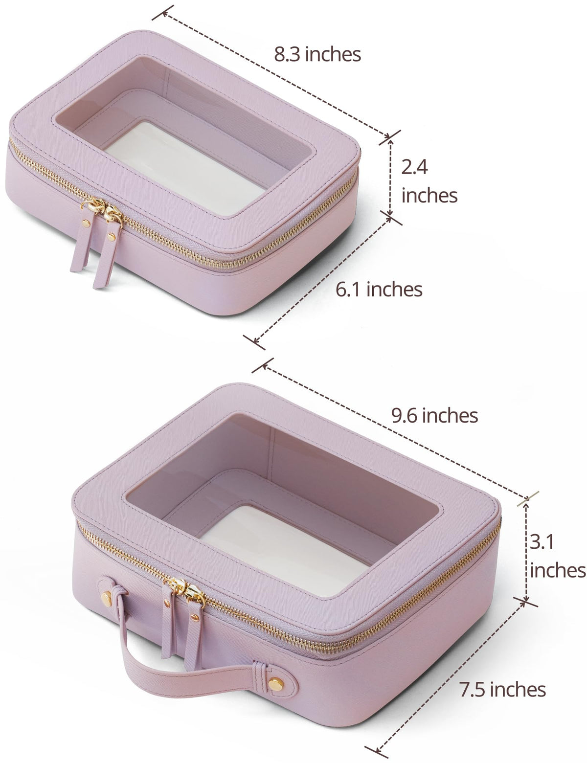 Popvibe medium clear toiletry bag with makeup inside