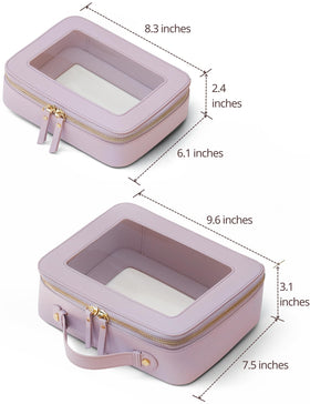 Popvibe medium clear toiletry bag with makeup inside