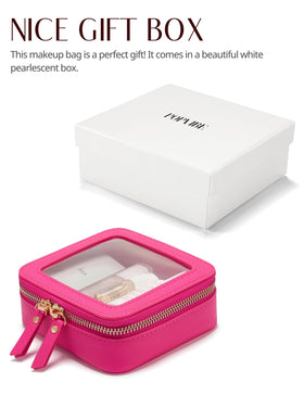 Popvibe Mini Makeup Bag dimensions displayed next to a phone