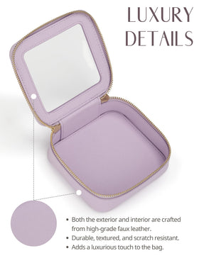 Popvibe Mini Makeup Bag purple beside a purse