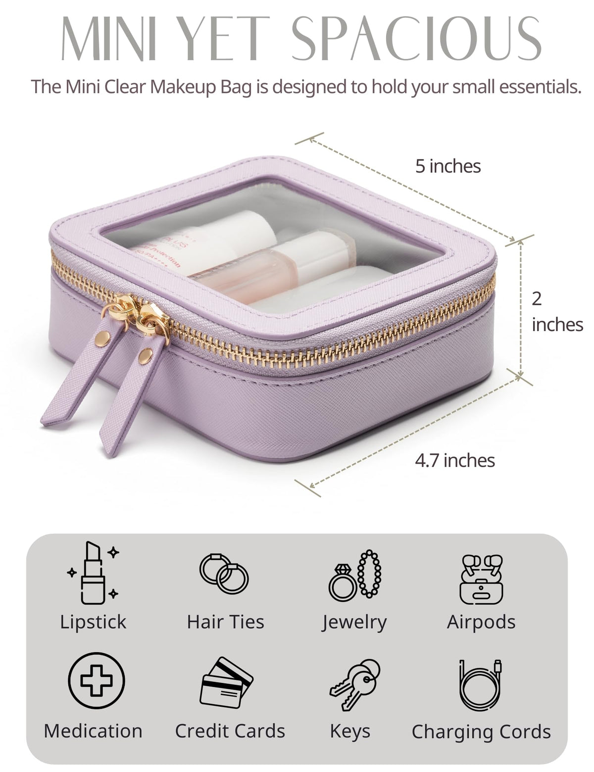 Popvibe Mini Makeup Bag purple opened showing interior