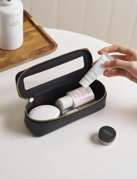Popvibe Slim Makeup Bag side view with zipper