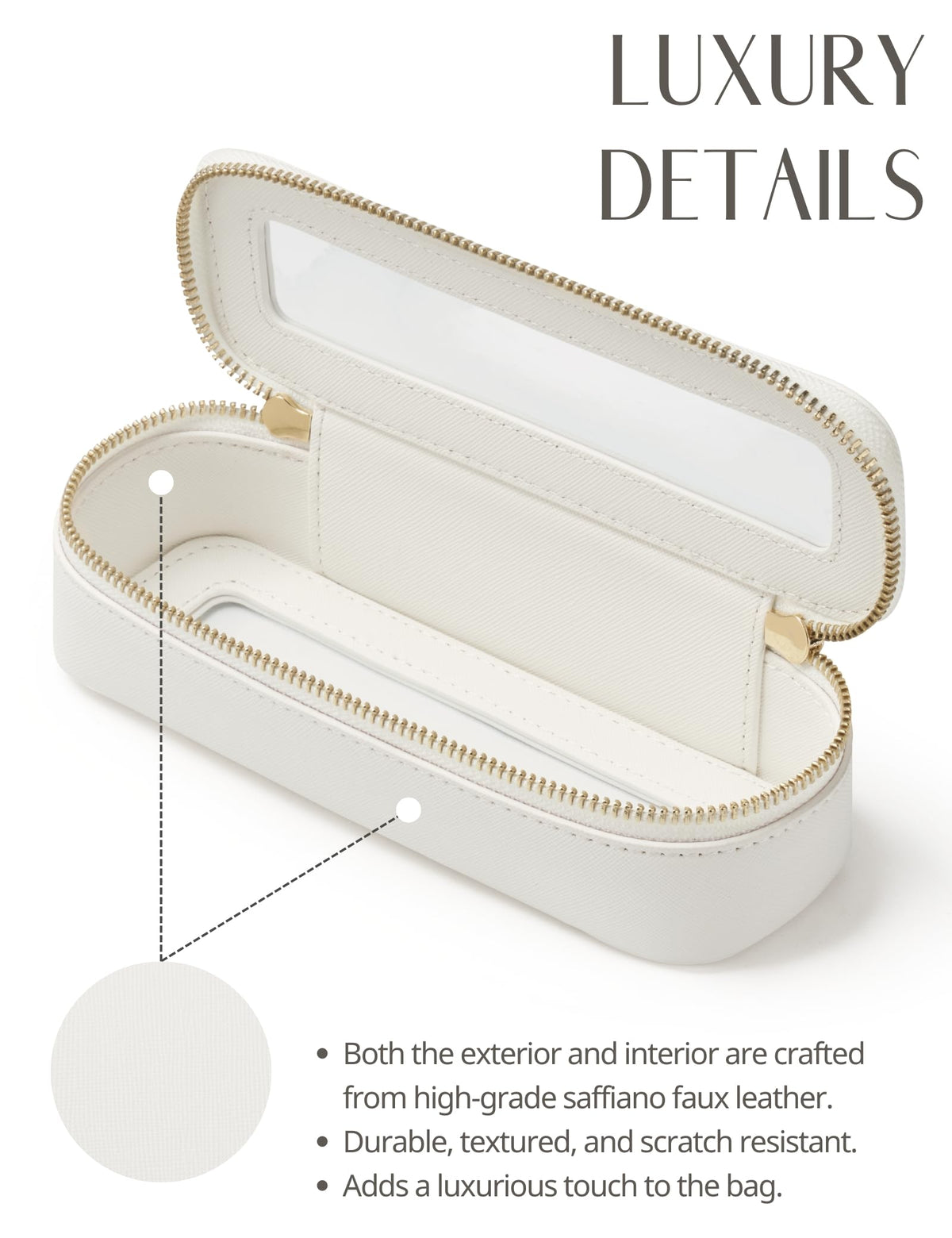 Popvibe Slim Makeup Brush Bag dimensions displayed