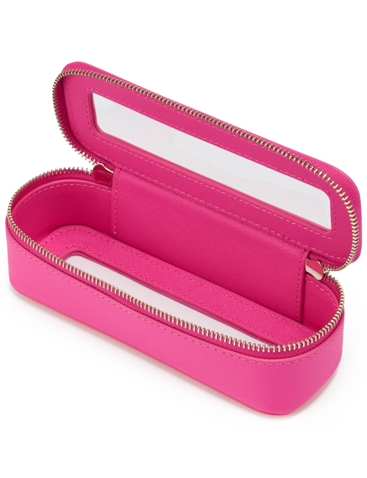 Popvibe Slim Makeup Brush Bag front view in hot pink