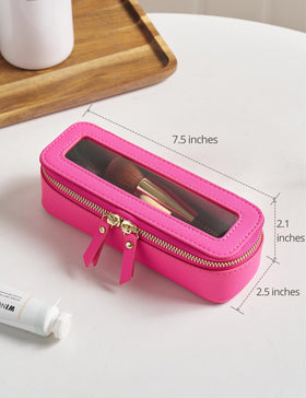 Popvibe Slim Makeup Brush Bag lifestyle scene with cosmetics