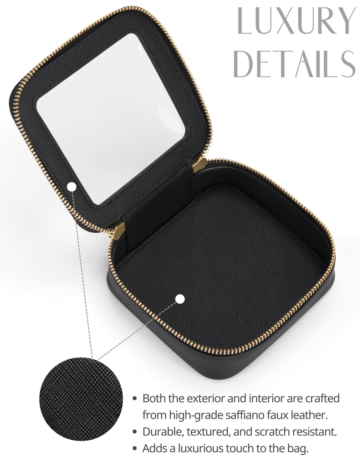 Popvibe Small Clear Makeup Bag dimensions with a ruler