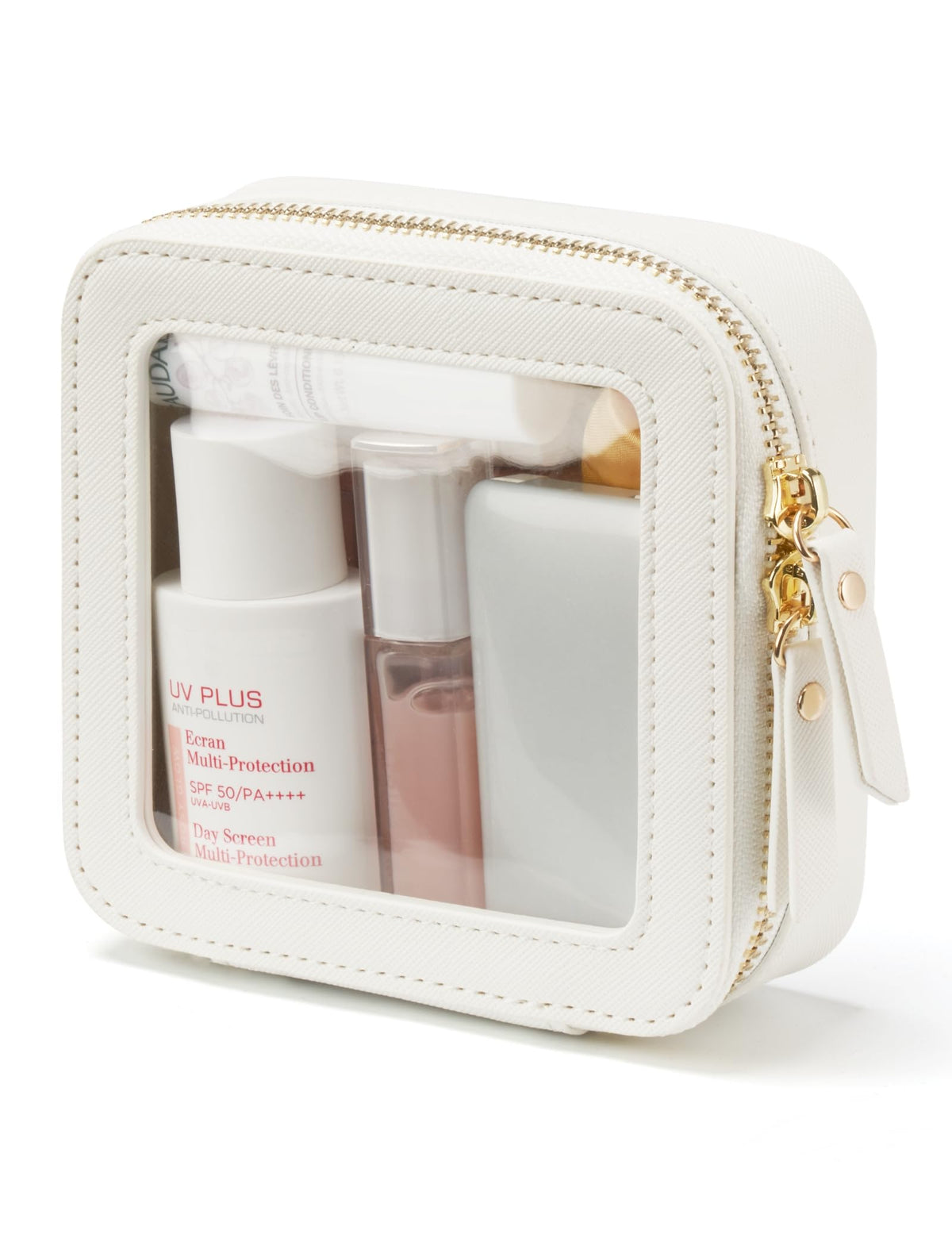 Popvibe Small Clear Makeup Bag front view with zipper