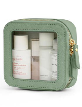 Popvibe Small Clear Makeup Bag green front view