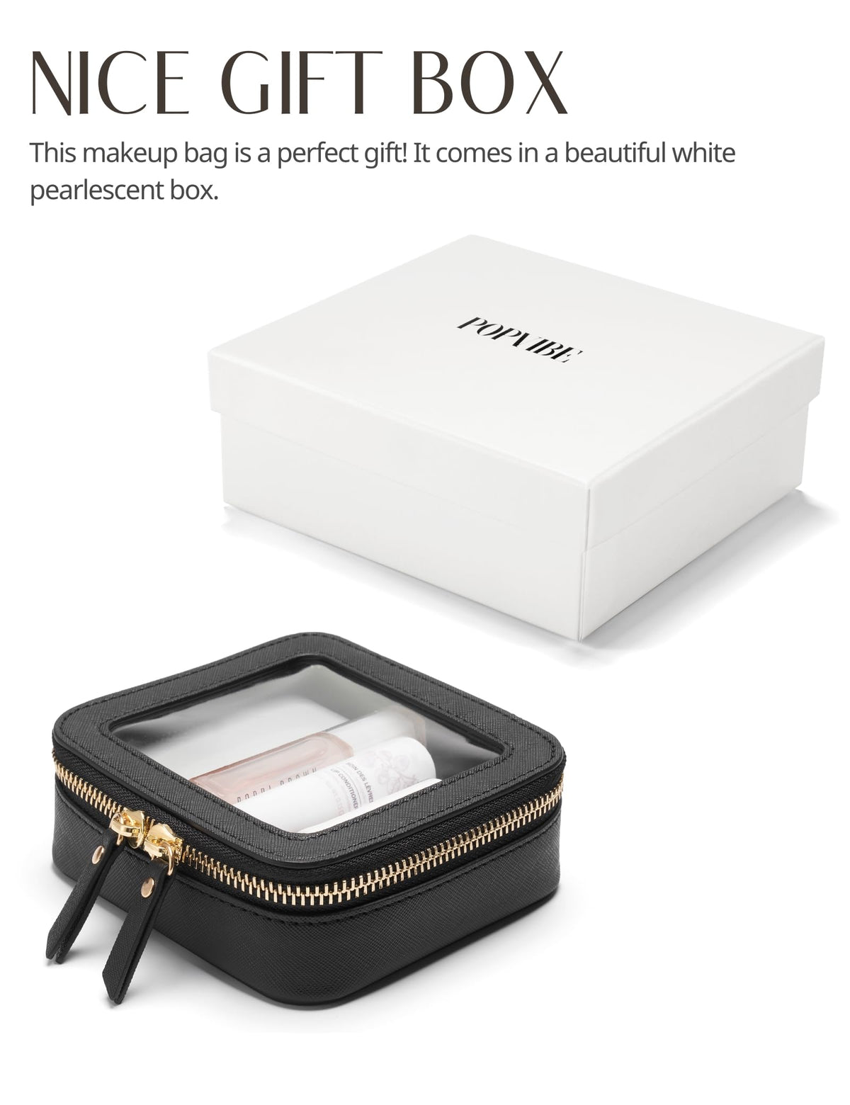 Popvibe Small Clear Makeup Bag in a purse