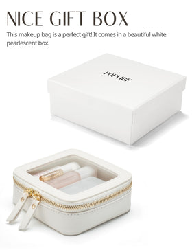 Popvibe Small Clear Makeup Bag on a bathroom counter