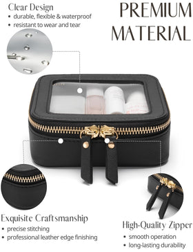 Popvibe Small Clear Makeup Bag showing zipper and gold hardware
