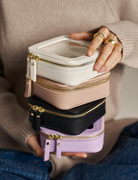 Popvibe Small Clear Makeup Bag with light gold hardware accents