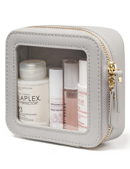 Popvibe Small Cosmetic Bag clear front view with zipper