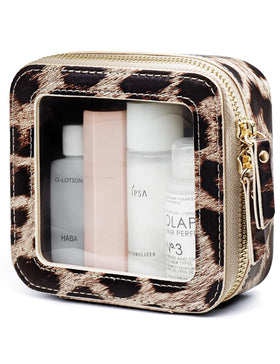 Popvibe Small Makeup Bag leopard print front view