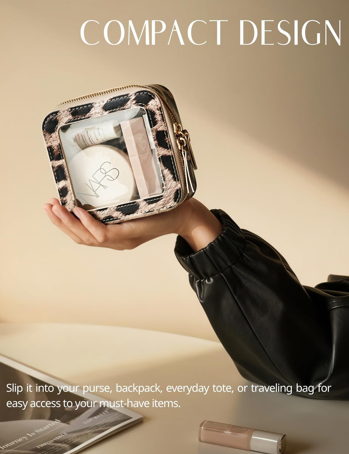 Popvibe Small Makeup Bag open with contents