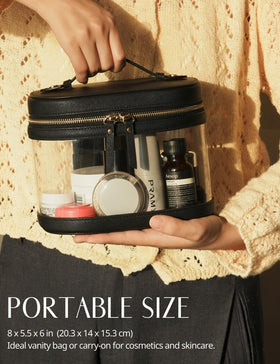 Popvibe Travel Makeup Bag black with elastic bands for brushes
