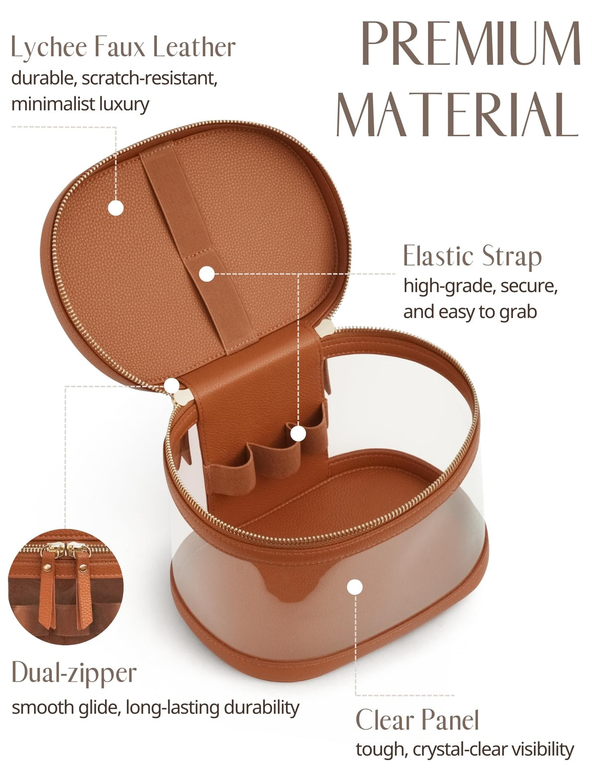 Popvibe Travel Makeup Case interior with brush holder