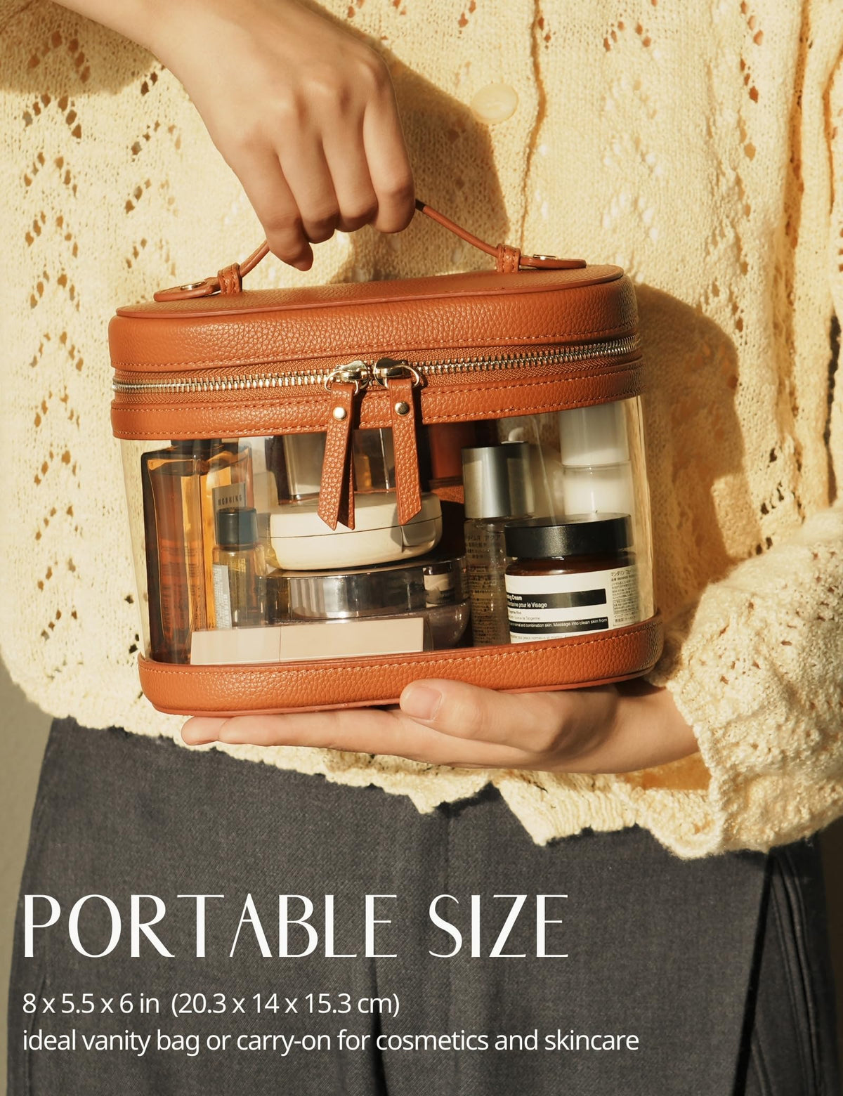 Popvibe Travel Makeup Case side view showing zipper