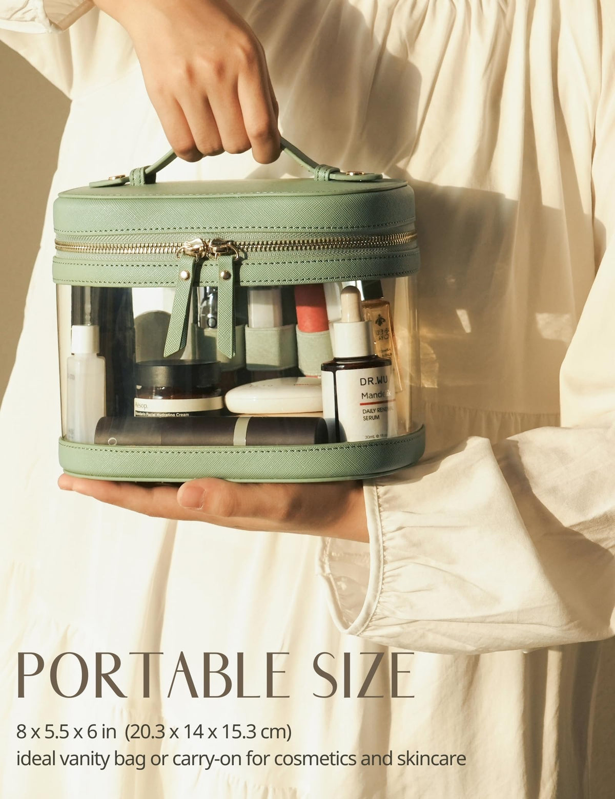 Popvibe Travel Makeup Case with smooth zipper and gold hardware