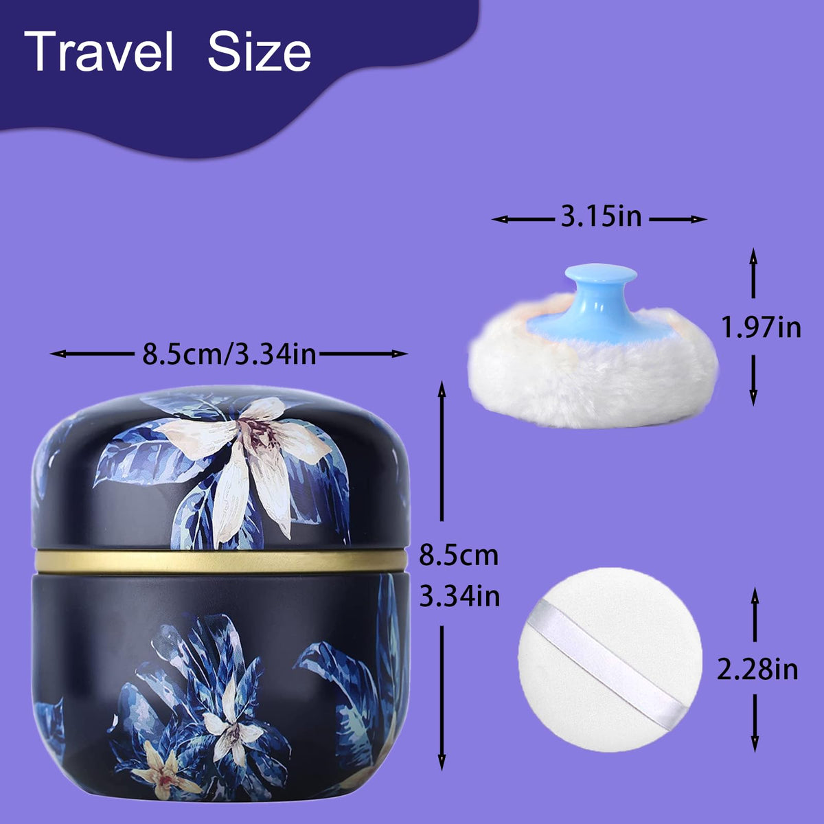 Portable body powder container with removable lid