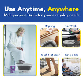 Portable foot bath with built-in handle