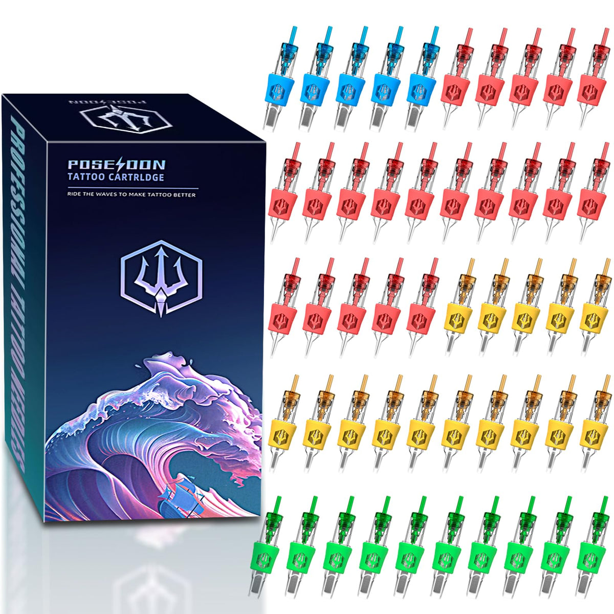 POSEIDON Tattoo Cartridge Needles assorted sizes front view