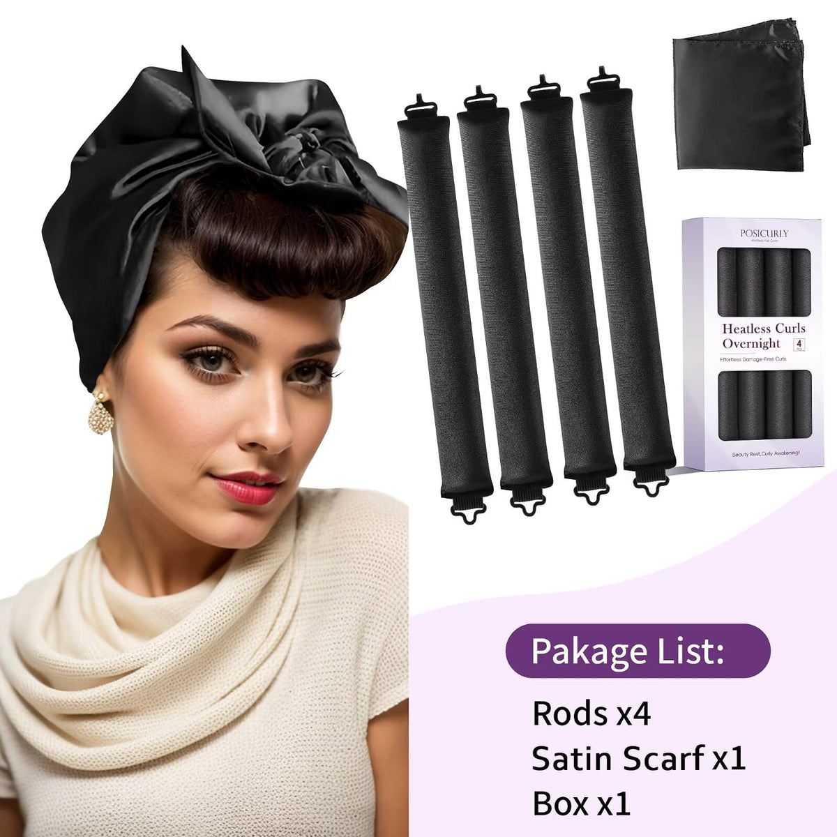 posicurly Heatless Curls curlers in a stylish package