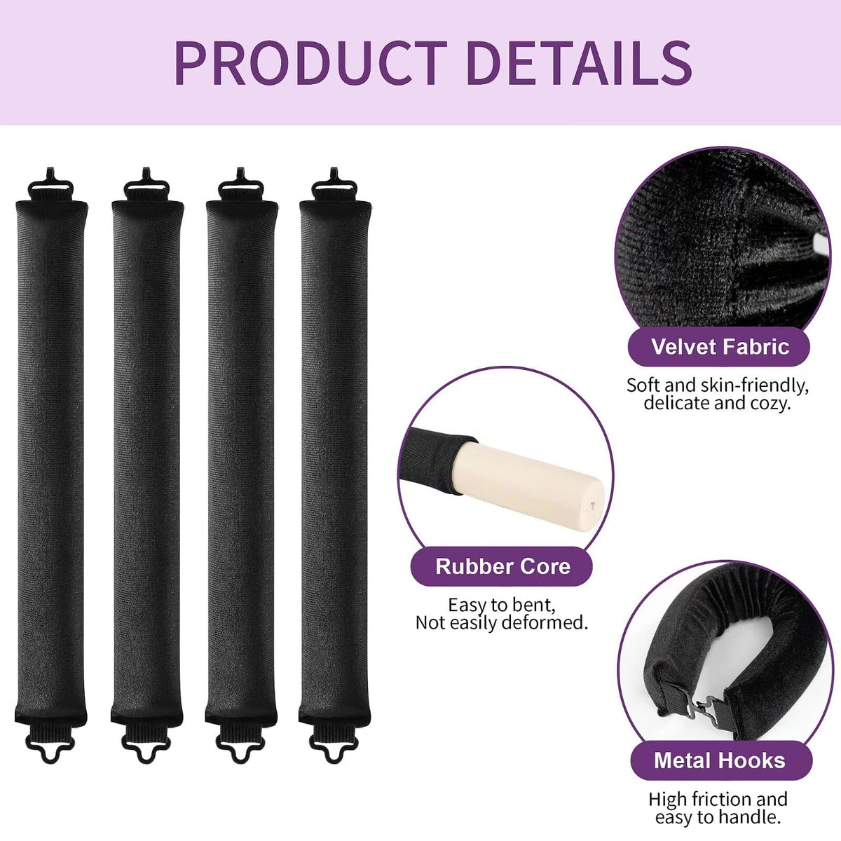 posicurly Heatless Curls curlers in use on long hair