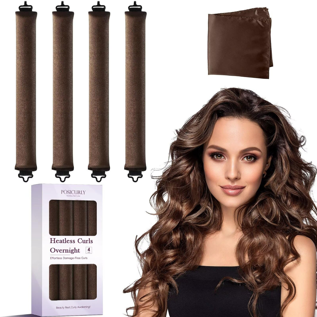 posicurly Heatless Curls Overnight Hair Curlers velvet rollers set