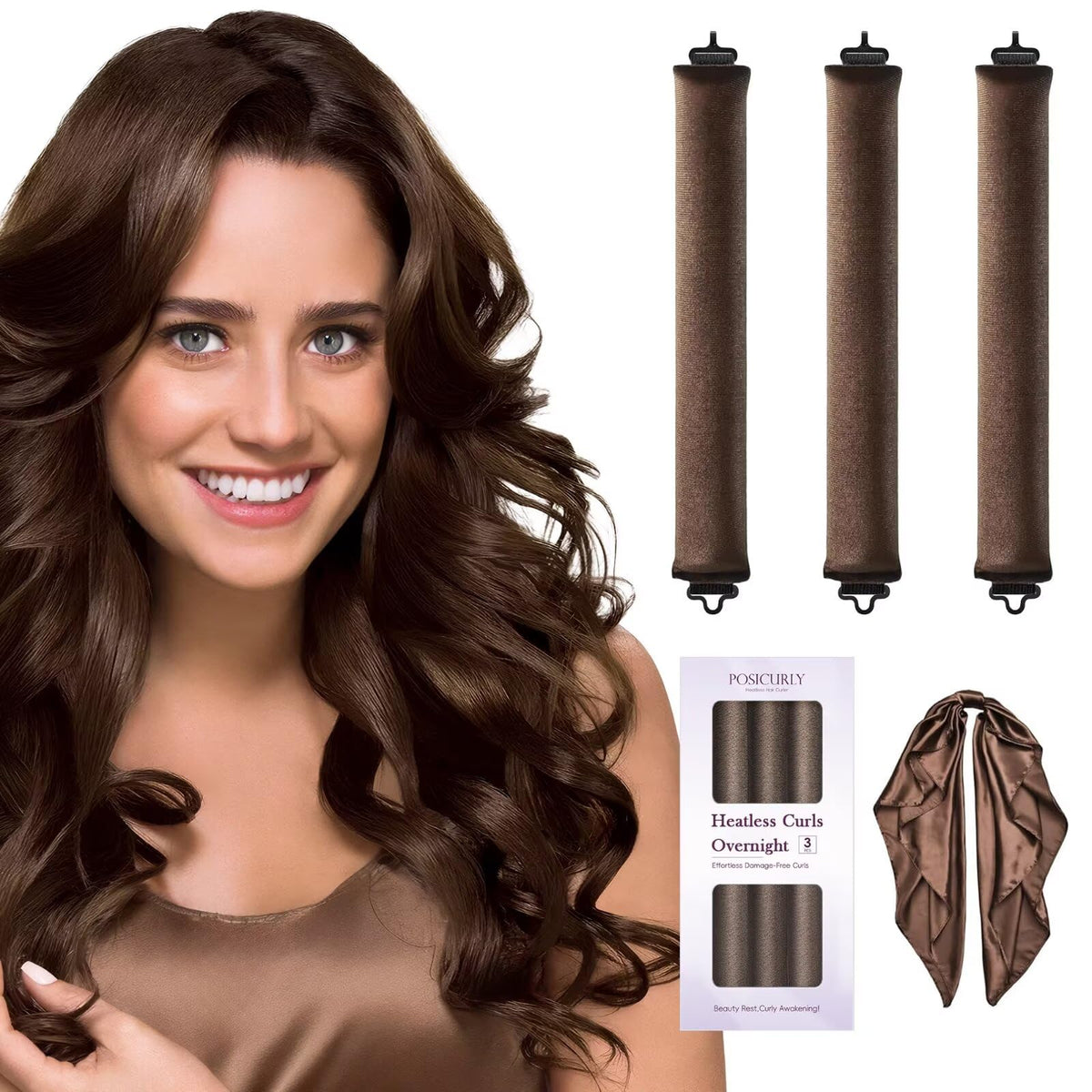 posicurly Heatless Hair Curler set with satin scarf