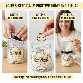 Positive Dumpling Jar open with affirmation cards displayed