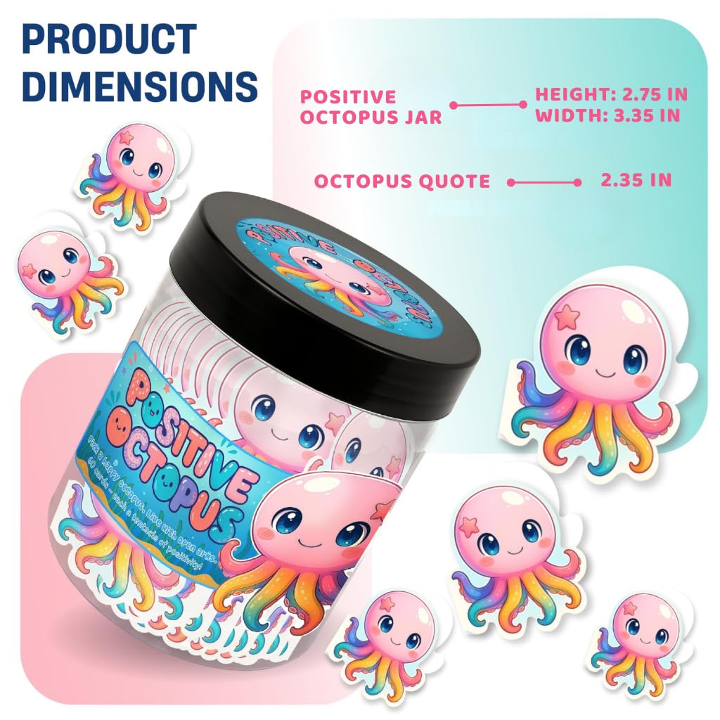 Positive Octopus Jar with affirmation cards ready to inspire