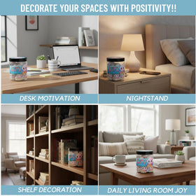 Positive Octopus Jar with octopus artwork and colorful cards