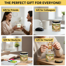 Positive Sloth Jar alongside other desk accessories