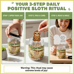 Positive Sloth Jar decorated with playful sloth artwork