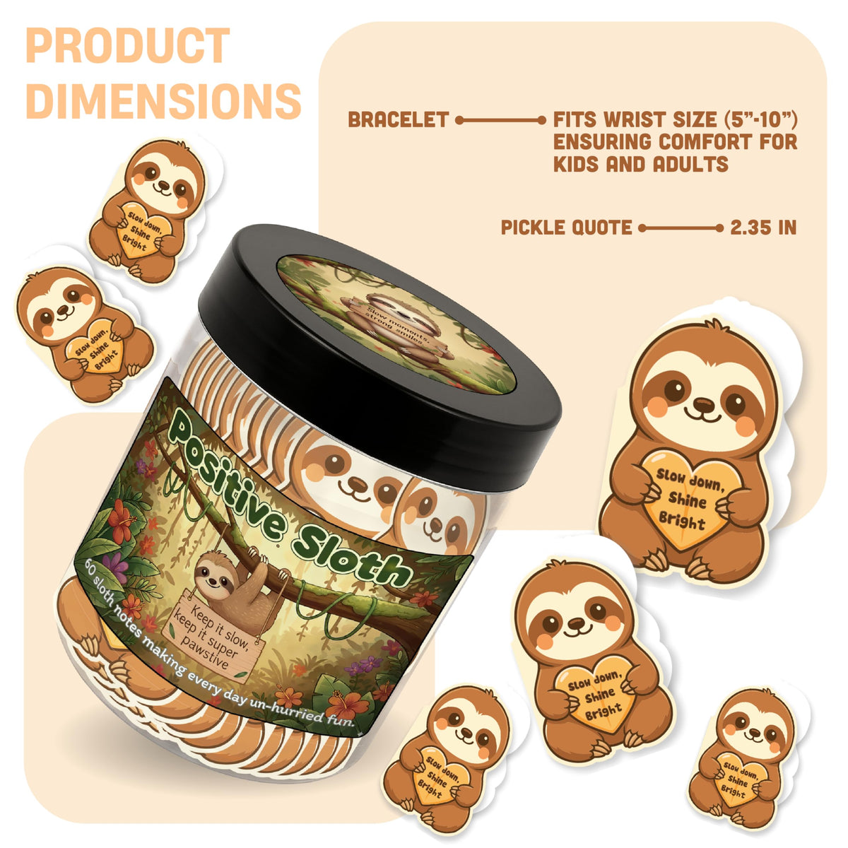 Positive Sloth Jar packaging with sloth artwork