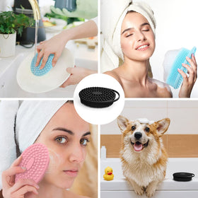 PQRUU Silicone Body Scrubber used as a facial brush
