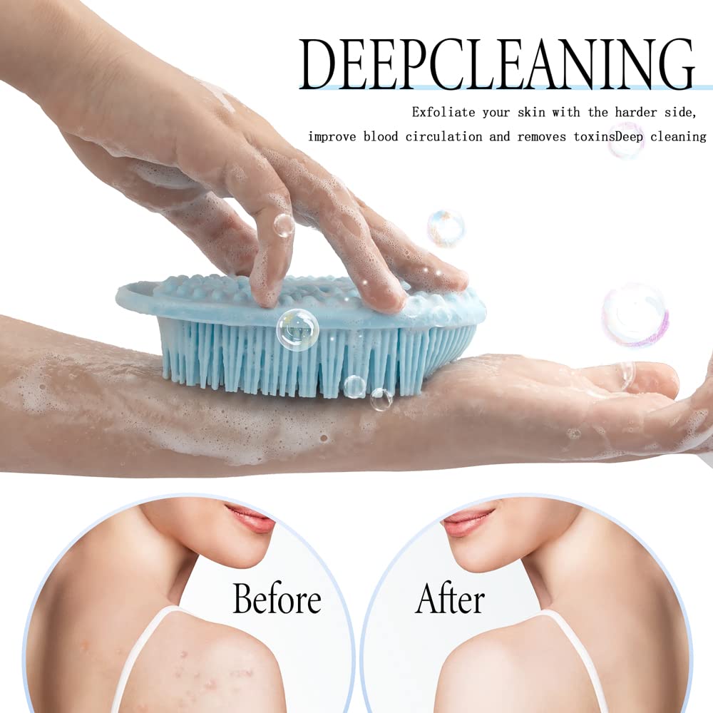 PQRUU Silicone Body Scrubber with soft bristles and raised nubs