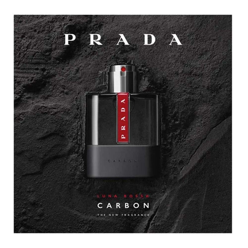 Prada Luna Rossa Carbon Pour Homme 1.7 oz EDT Spray bottle close-up