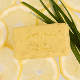 Pre de Provence Artisanal Soap Bar Lemongrass in a bathroom setting