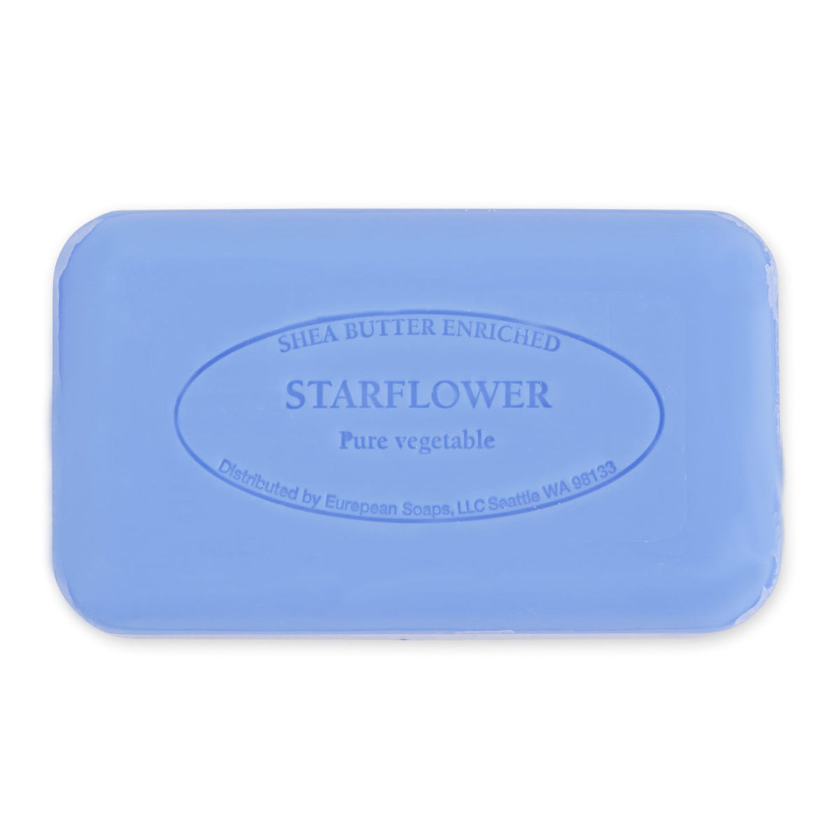 Pre de Provence Artisanal Soap Bar Starflower on a bathroom sink