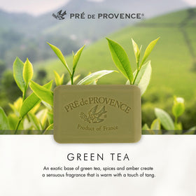 Pre de Provence Green Tea Soap Bar on a decorative dish