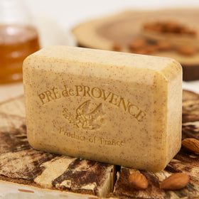 Pre de Provence Honey Almond Soap Bar in a bathroom setting